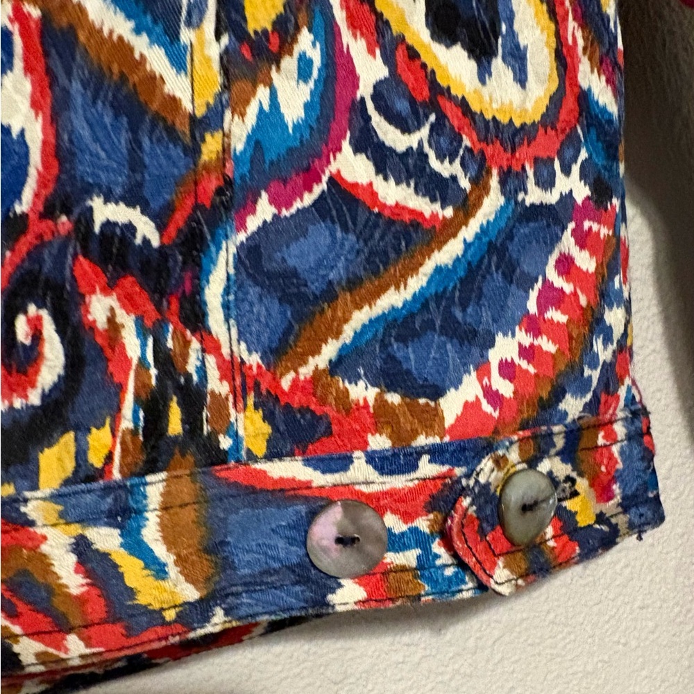 Ruby Rd. Cropped Multicolor Paisley Jean Jacket - Picture 3 of 8